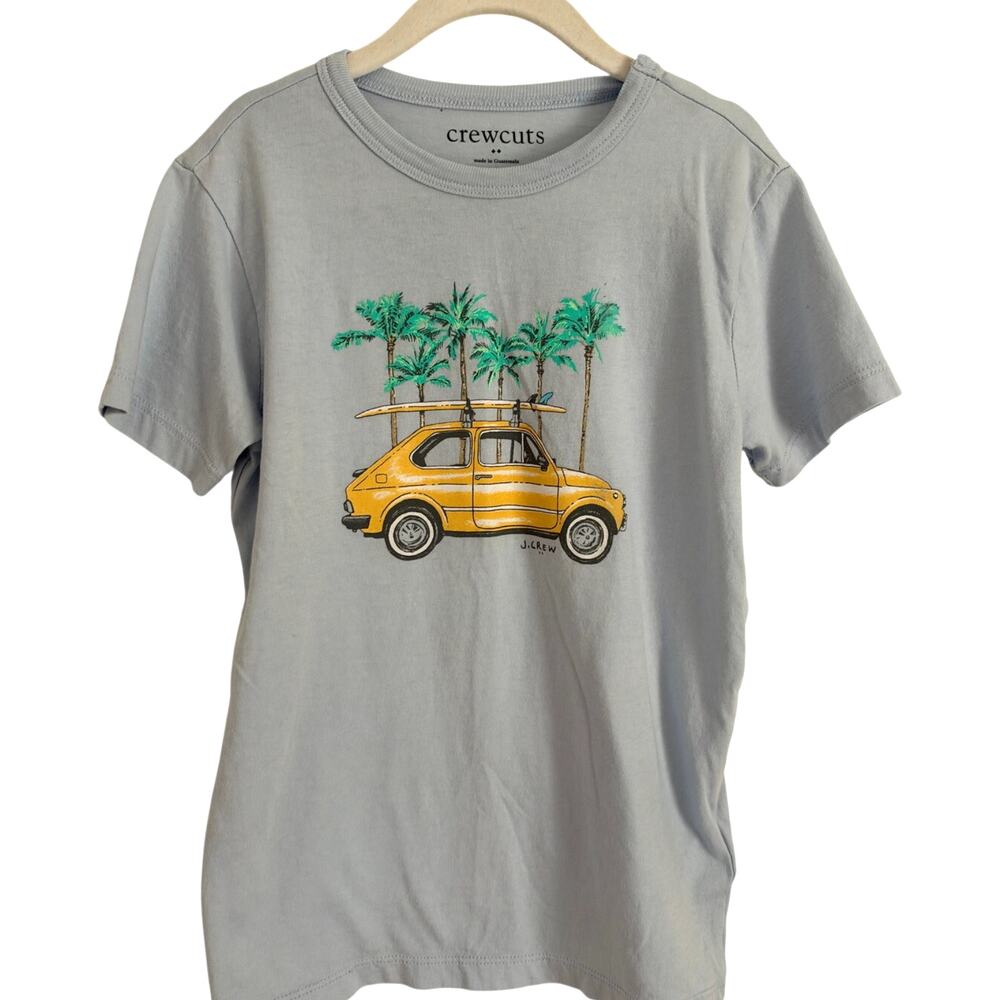 J. Crew Boy's Small 6/7 Car Surfboard Palm Tree Graphic Tee T-Shirt Short Sleeve